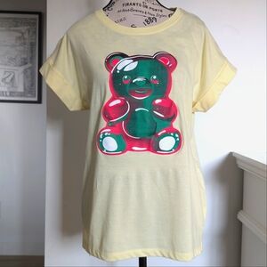 DAYBREAK | Women's Yellow Gummy Bear Short Cuffed Oversized Sleeved T-Shirt